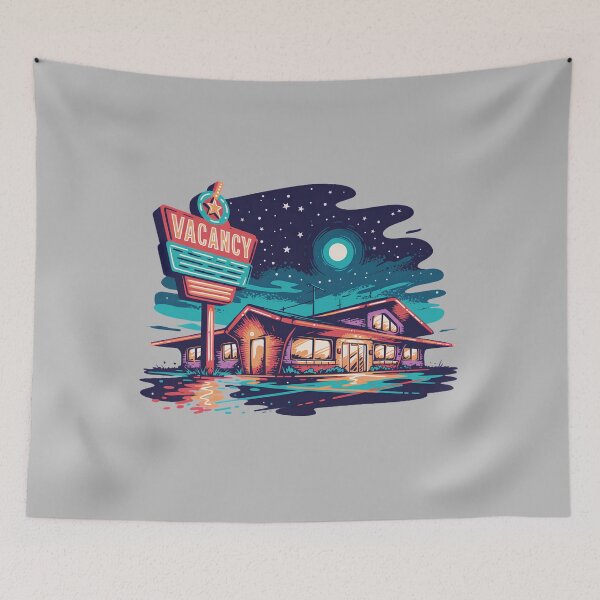 Item preview, Retro Motel Vacancy Neon Sign – Vintage Roadside Americana Nightscape designed and sold by ArcticFoxStudio.