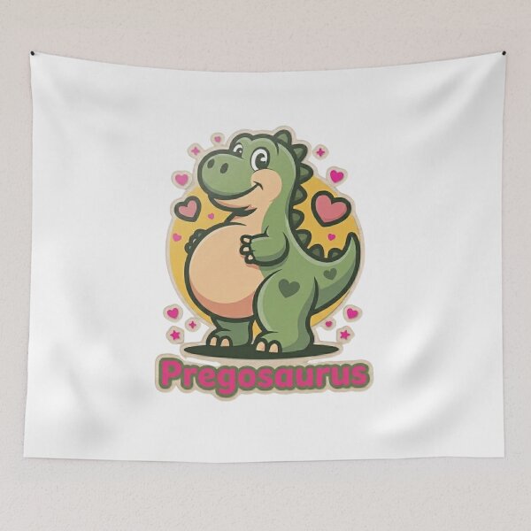 Item preview, Pregosaurus T-Shirt Cute Pregnant Dinosaur & Pink Hearts Sticker Design designed and sold by MerchlyMike.