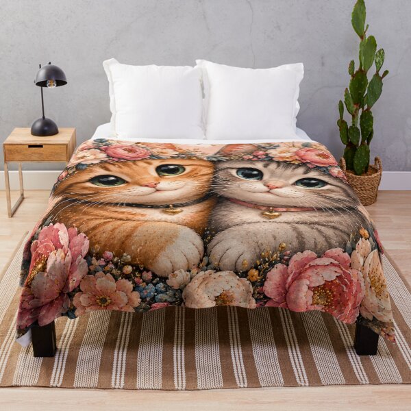 Aperçu de l'œuvre Chats au milieu des fleurs créée et vendue par Art70shop.