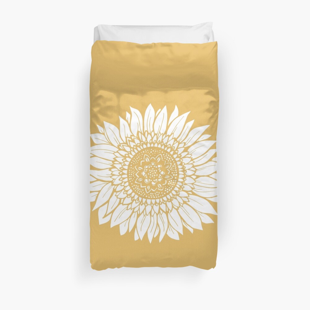 Yellow Flower Drawing Tapestry Duvet Cover
