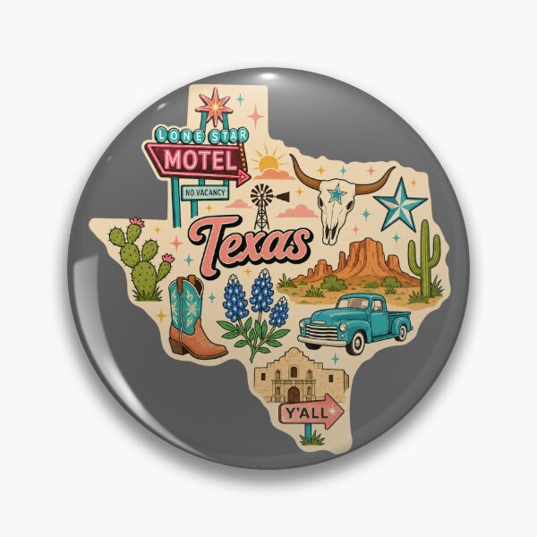 Item preview, Retro Texas Collage Sticker | Lone Star Motel, Cowboy Boots, Bluebonnets & Vintage Texas Road Trip Art designed and sold by SimplyJasper.