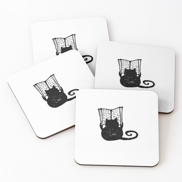 Item preview, Bookworm Black Cat Holding Open Book - Hand Drawn Ink Illustration  designed and sold by Vesivariart.