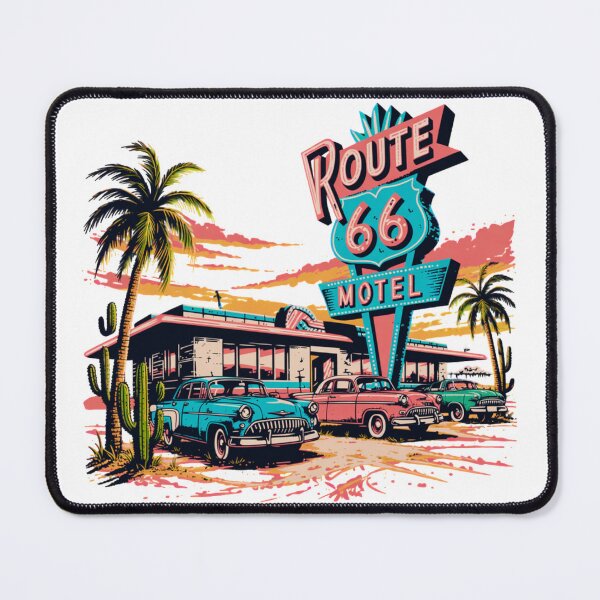 Item preview, Route 66 Retro Motel Sunset – Vintage Americana Road Trip Neon Sign Design designed and sold by ArcticFoxStudio.