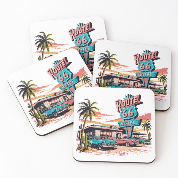 Item preview, Route 66 Retro Motel Sunset – Vintage Americana Road Trip Neon Sign Design designed and sold by ArcticFoxStudio.