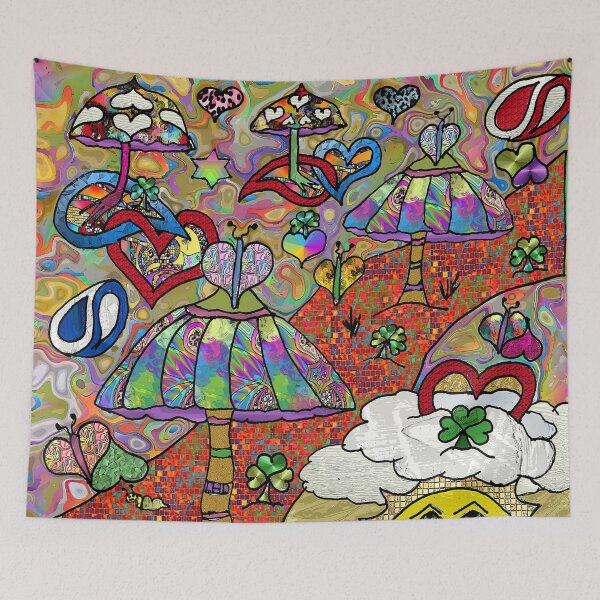 Item preview, Psychedelic Magic Mushrooms Art designed and sold by Lee Hiller Designs.