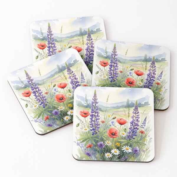 Item preview, Dreamy Watercolor Wildflower Meadow Composition designed and sold by VelloomStore.