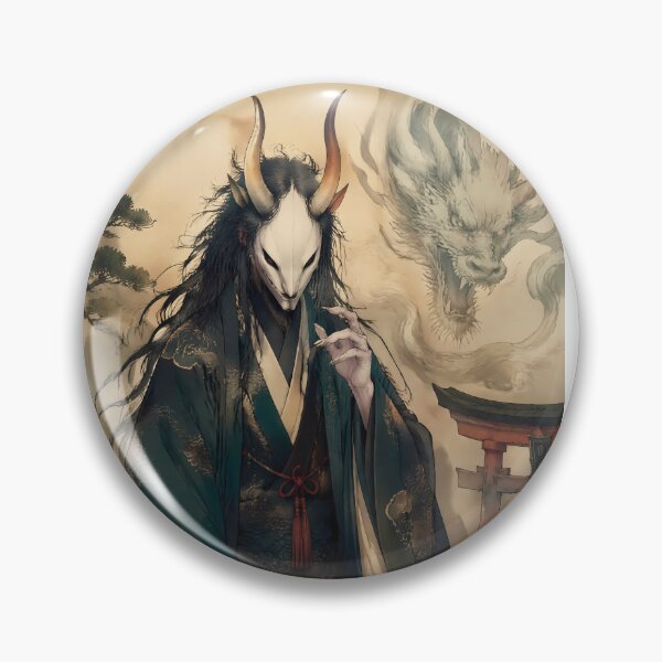 Item preview, Kijo Yokai Spirit with Dragon Guardian – Japanese Folklore Masked Demon Art designed and sold by kaxymax.