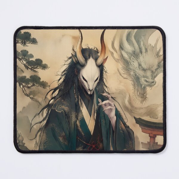 Item preview, Kijo Yokai Spirit with Dragon Guardian – Japanese Folklore Masked Demon Art designed and sold by kaxymax.