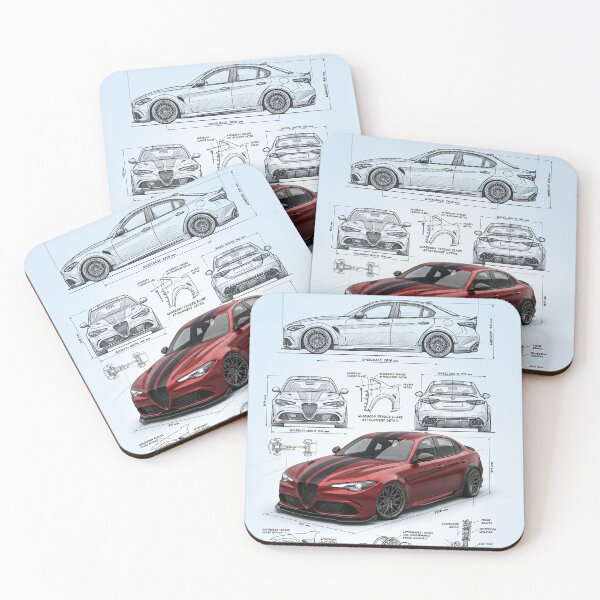 Item preview, Technical Blueprint Layout Of Widebody Italian Sports Sedan designed and sold by RevUpDesign.