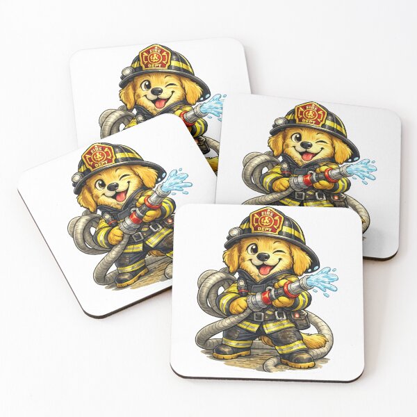 Item preview, Cute Firefighter Dog Winking Golden Retriever Sticker designed and sold by ZYNORAworld.