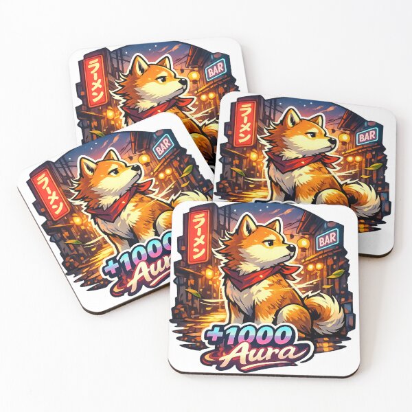 Item preview, Sunset Alley Shiba Inu “+1000 Aura” Sticker designed and sold by kawaii animal store (in Japan).