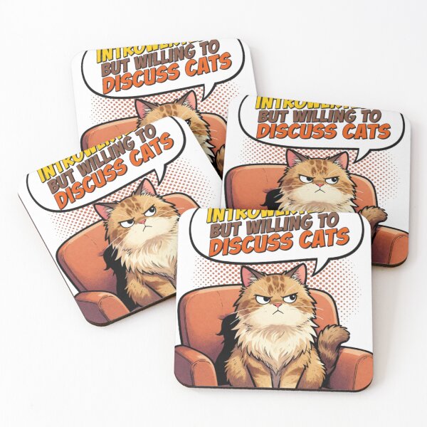 Item preview, Introverted But Willing To Discuss Cats Funny Cat Lover Design designed and sold by StudioPixelMix.