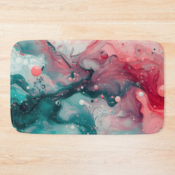 Item preview, Abstract Acrylic Pour Liquid Art - Emerald Turquoise and Pink Marble designed and sold by Paulocdias.