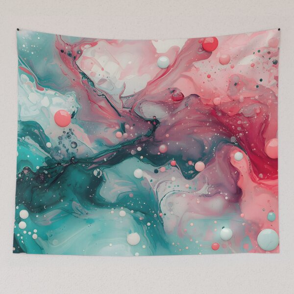Item preview, Abstract Acrylic Pour Liquid Art - Emerald Turquoise and Pink Marble designed and sold by Paulocdias.
