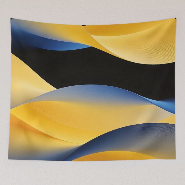 Item preview, Abstract Flowing Waves in Blue and Yellow - Minimalist Modern Art designed and sold by Paulocdias.