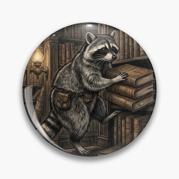 Item preview, Chaotic Neutral Raccoon Stealing Library Books Gothic designed and sold by Retro Mood Co.