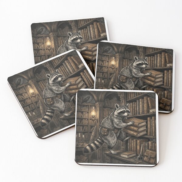 Item preview, Chaotic Neutral Raccoon Stealing Library Books Gothic designed and sold by Retro Mood Co.