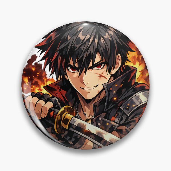 Item preview, Fiery Anime Warrior with Katana Sticker designed and sold by PixelMood Stickers.