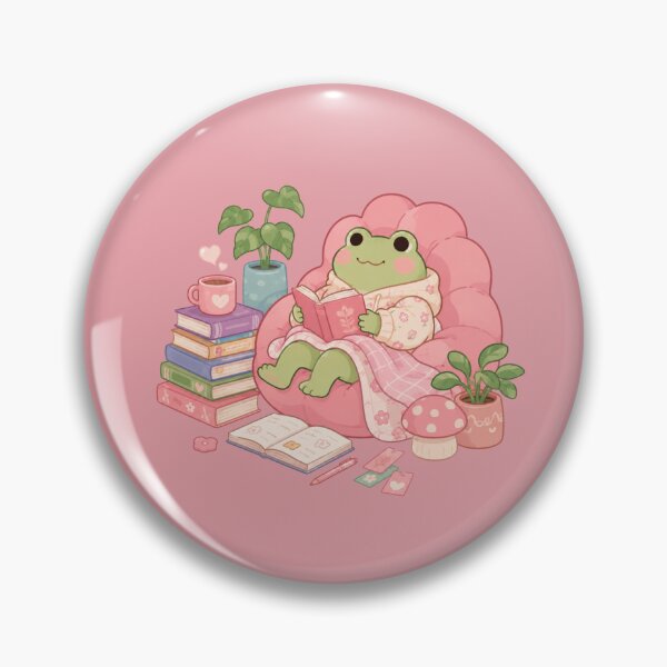 Item preview, Cozy Reading Frog Kawaii Cottagecore Bookworm Bean Bag designed and sold by bosamji.