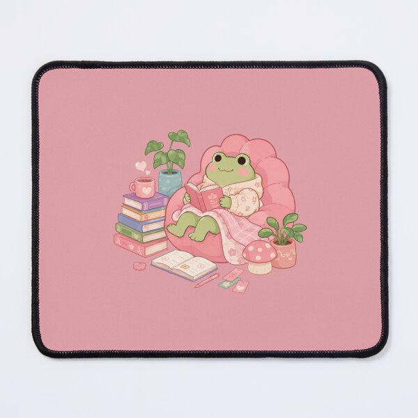 Item preview, Cozy Reading Frog Kawaii Cottagecore Bookworm Bean Bag designed and sold by bosamji.
