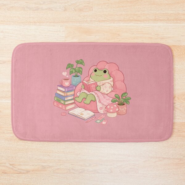 Item preview, Cozy Reading Frog Kawaii Cottagecore Bookworm Bean Bag designed and sold by bosamji.