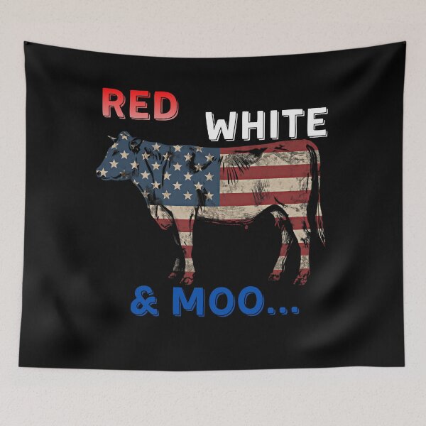 Item preview, Red White and Moo 4th of July American Flag Funny Cow designed and sold by ConcepTWM.