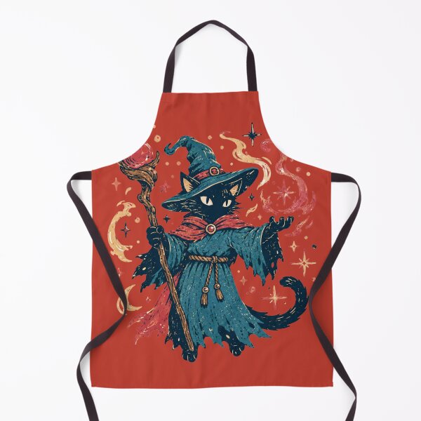 Item preview, Black Cat Wizard Witch Hat Magic Staff Fantasy Retro designed and sold by bosamji.