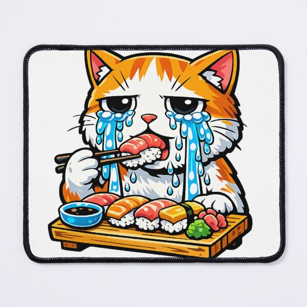 Item preview, Crying Sushi Cat– Sad but Emotionless Meme Cat | Kawaii Japanese Sushi Design designed and sold by kawaii animal store (in Japan).