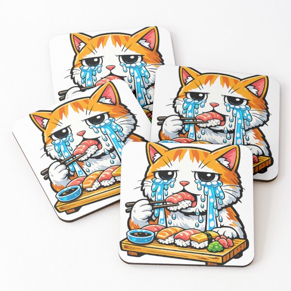 Item preview, Crying Sushi Cat– Sad but Emotionless Meme Cat | Kawaii Japanese Sushi Design designed and sold by kawaii animal store (in Japan).