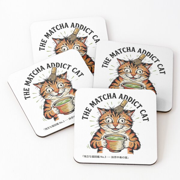 Item preview, The Matcha Addict Cat - Funny Japanese Matcha Neko designed and sold by nurusubetei.