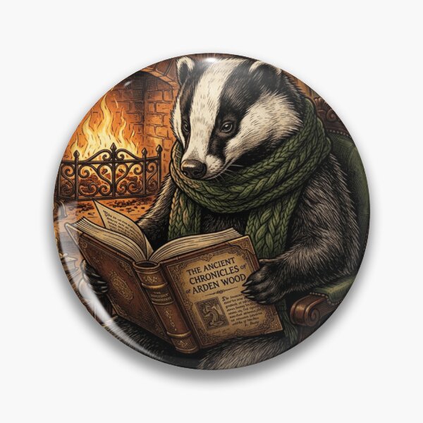 Item preview, Aggressively Reading Badger Cozy Dark Academia Study designed and sold by Retro Mood Co.