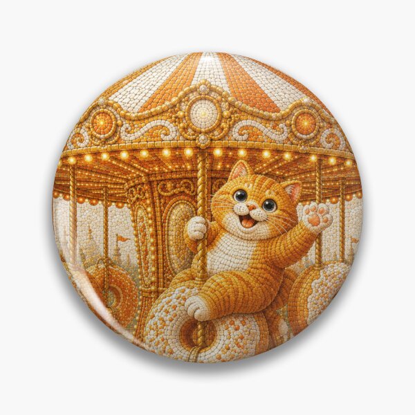 Item preview, Chonky Ginger Cat Riding the Donut Carousel Dreamscape designed and sold by Mindworx21.