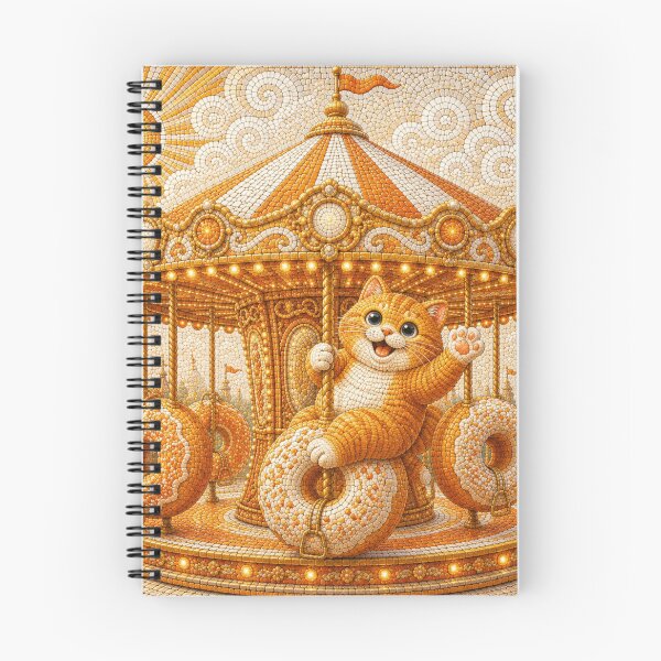 Item preview, Chonky Ginger Cat Riding the Donut Carousel Dreamscape designed and sold by Mindworx21.