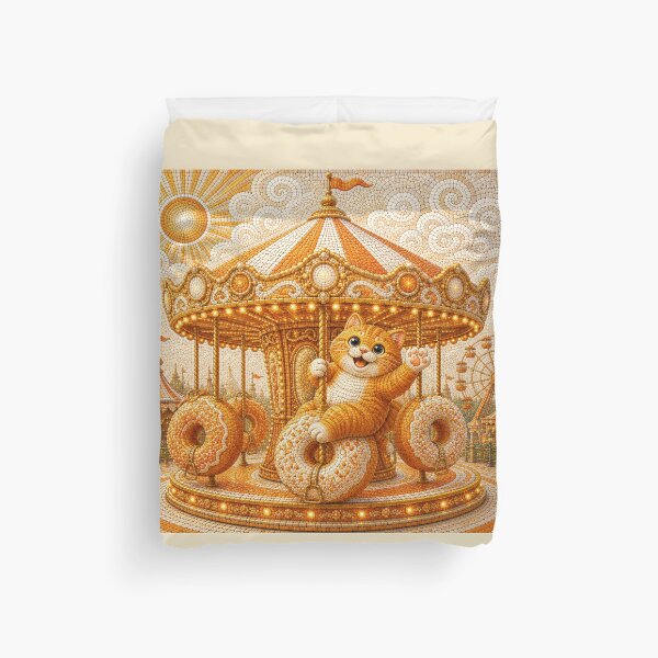 Item preview, Chonky Ginger Cat Riding the Donut Carousel Dreamscape designed and sold by Mindworx21.