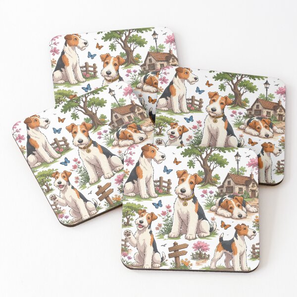 Item preview, Wire Fox Terrier Garden Adventure | Cute Dog Lover Illustration Art. designed and sold by HorrorInkStudio.
