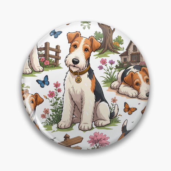 Item preview, Wire Fox Terrier Garden Adventure | Cute Dog Lover Illustration Art. designed and sold by HorrorInkStudio.