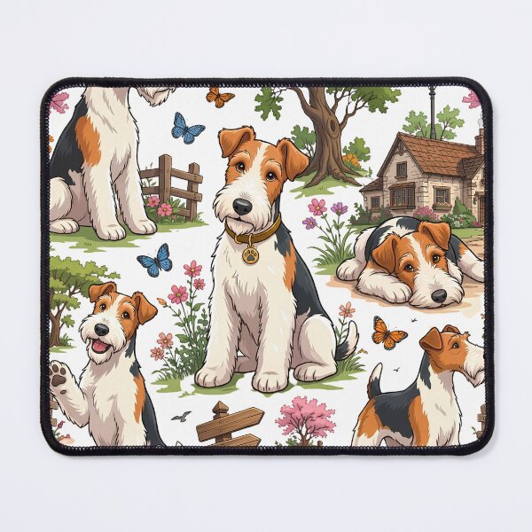 Item preview, Wire Fox Terrier Garden Adventure | Cute Dog Lover Illustration Art. designed and sold by HorrorInkStudio.