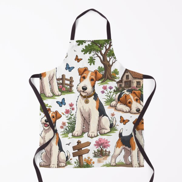 Item preview, Wire Fox Terrier Garden Adventure | Cute Dog Lover Illustration Art. designed and sold by HorrorInkStudio.
