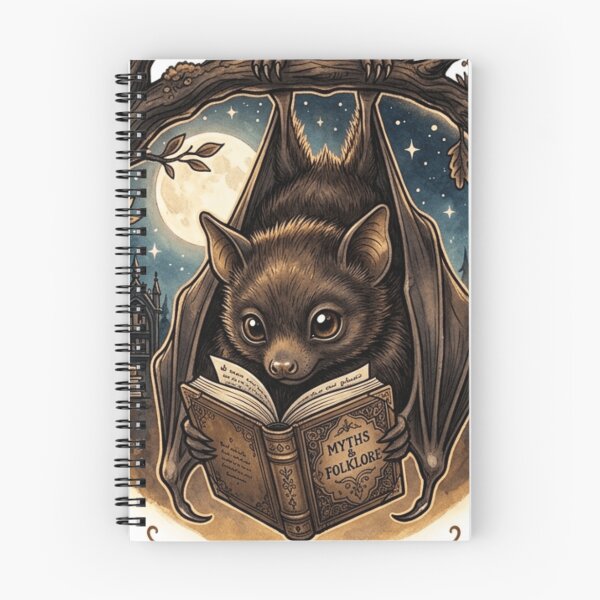 Item preview, Hanging Out With My Books Bat Reading Upside Down Gothic designed and sold by Retro Mood Co.
