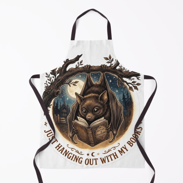 Item preview, Hanging Out With My Books Bat Reading Upside Down Gothic designed and sold by Retro Mood Co.