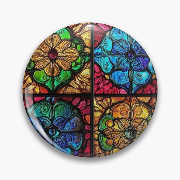 Item preview, Teal Gold Symmetrical Medallion Stained Glass Photo Texture designed and sold by DigitaICraft.