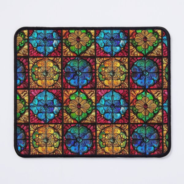 Item preview, Teal Gold Symmetrical Medallion Stained Glass Photo Texture designed and sold by DigitaICraft.