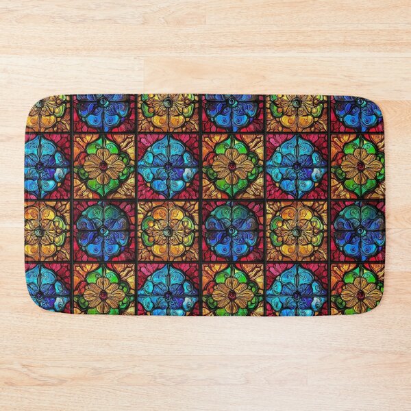 Item preview, Teal Gold Symmetrical Medallion Stained Glass Photo Texture designed and sold by DigitaICraft.