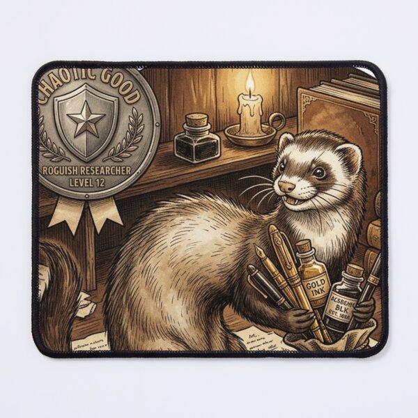 Item preview, Chaotic Good Ferret Stealing Shiny Pens Goblincore Academia designed and sold by Retro Mood Co.