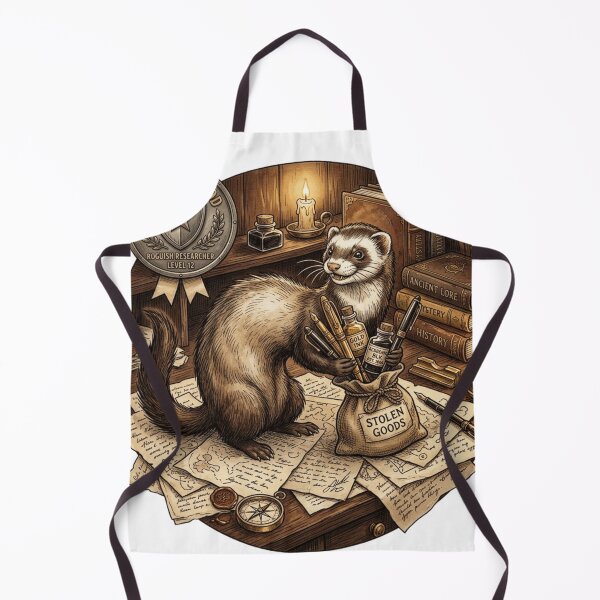 Item preview, Chaotic Good Ferret Stealing Shiny Pens Goblincore Academia designed and sold by Retro Mood Co.
