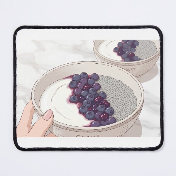 Item preview, Cozy Anime Breakfast - Chia Pudding & Blueberry Yogurt Bowl designed and sold by NaevaArt.