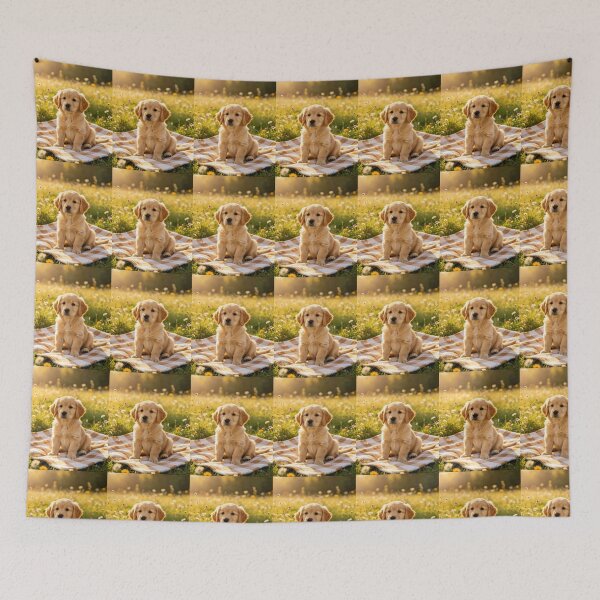 Item preview, A puppy being good sat on his blanket designed and sold by carlsmart1.