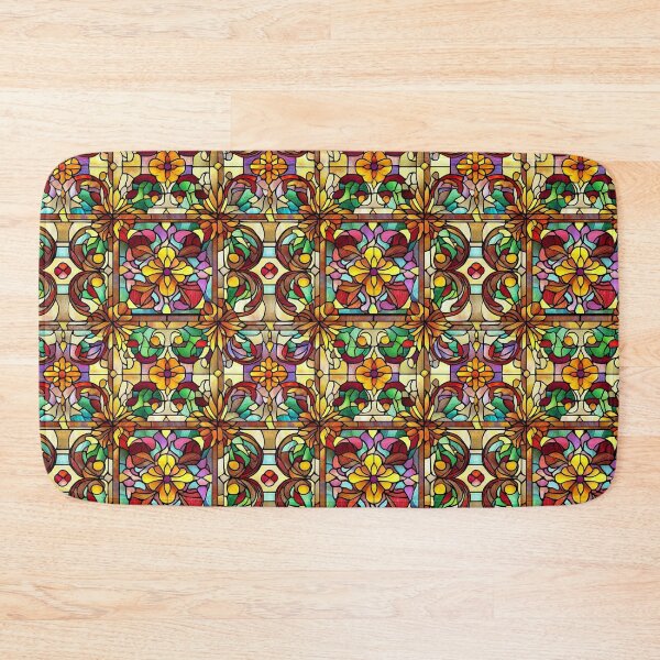 Item preview, Warm Amber Floral Tile Stained Glass Photo Texture designed and sold by DigitaICraft.