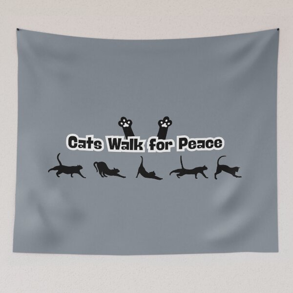 Item preview, Funny Cats Walk for Peace In Black Fonts designed and sold by HappyHavenStu.