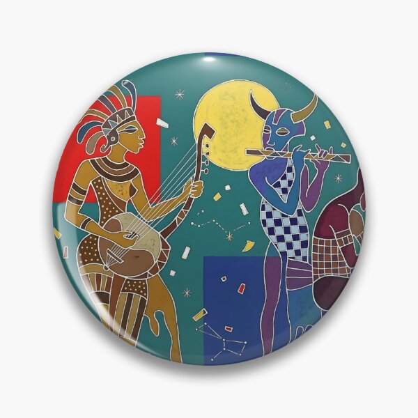 Item preview, The Cosmic Musicians Abstract Art | Tribal Batik Cubist Painting | Mid-Century Modern Ethno Wall Decor designed and sold by SergioMiklos.